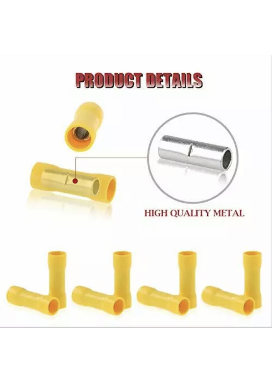 Hilitchi 100pcs 12-10 Gauge Butt Insulated Splice Terminals Electrical Wire C…