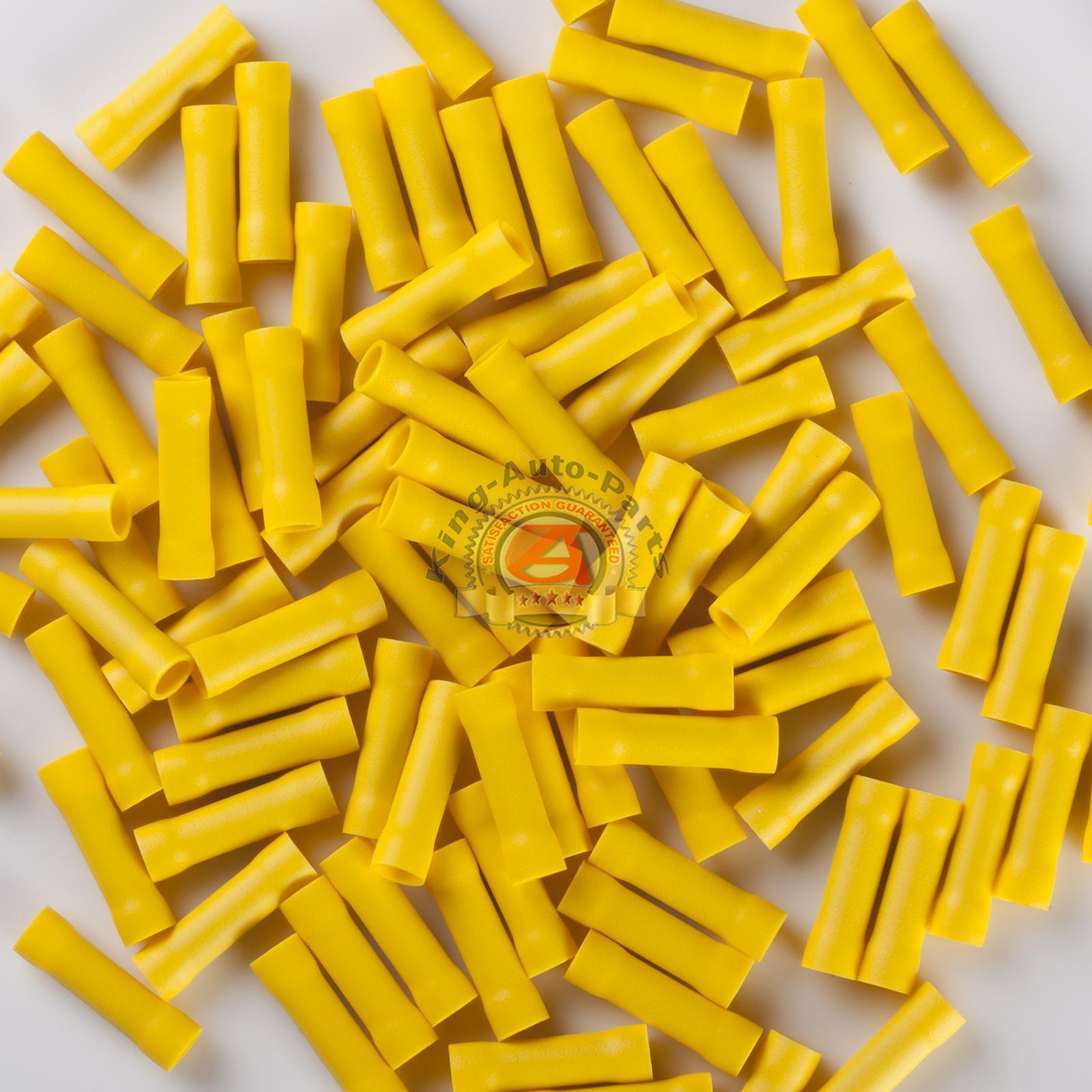 100 PCS Yellow Vinyl Butt Connector 12-10 Gauge 12 Volt Electrical