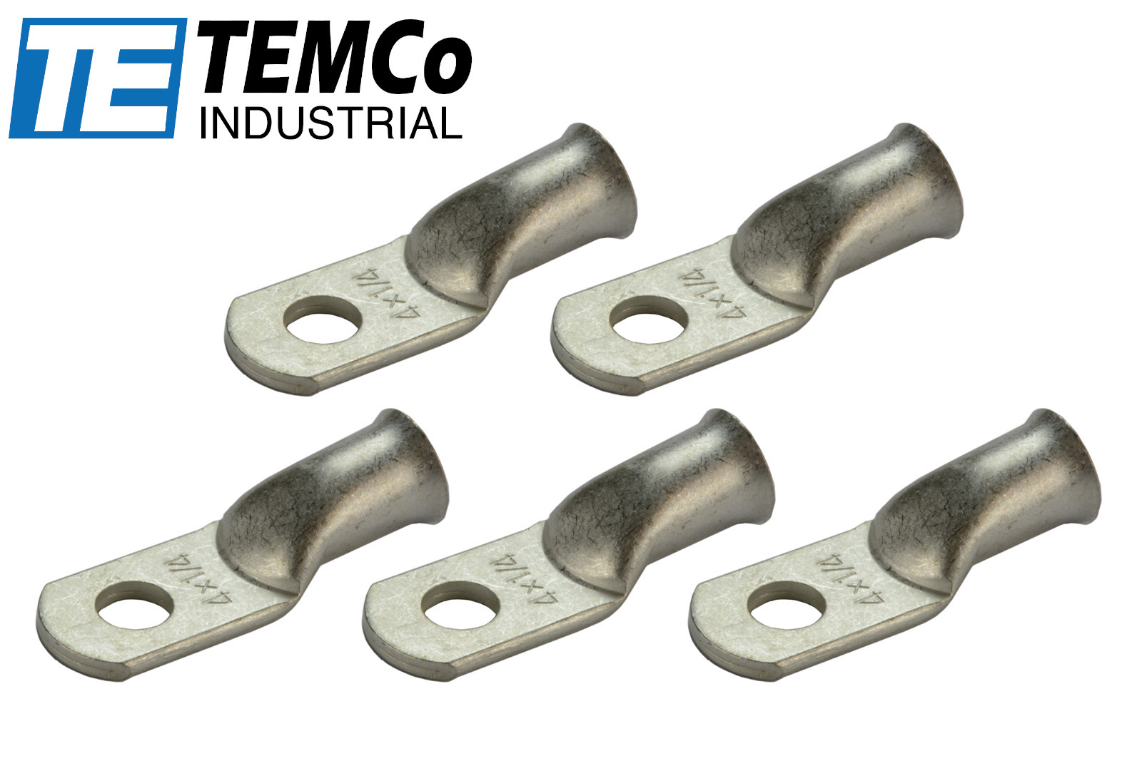 5 Lot 4 AWG 1/4″ Hole Ring Terminal Lug Tin Plated Copper Uninsulated Gauge