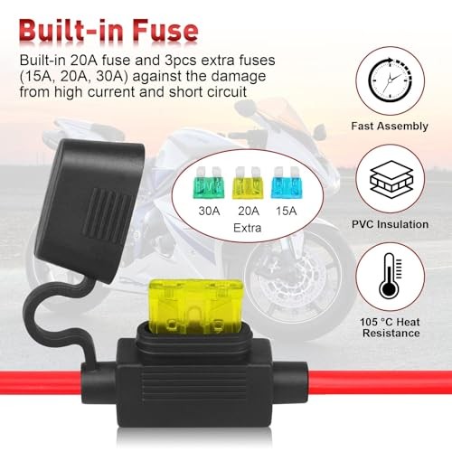 SAE Battery Connector, 10AWG SAE to Ring Terminal Cable with 15A 20A 30A 4FT