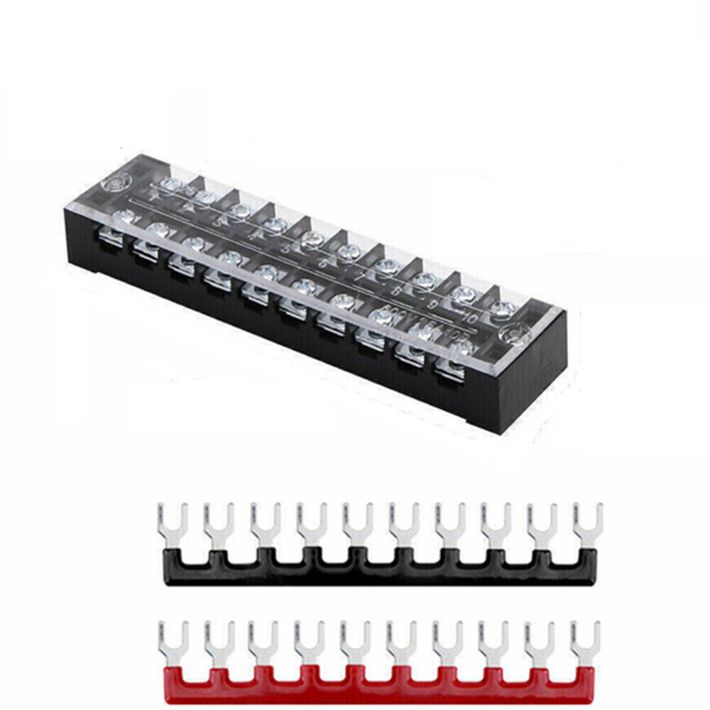 5 Set 600V 15A Dual Row 10 Position Screws Terminal Electric Barrier Strip Block