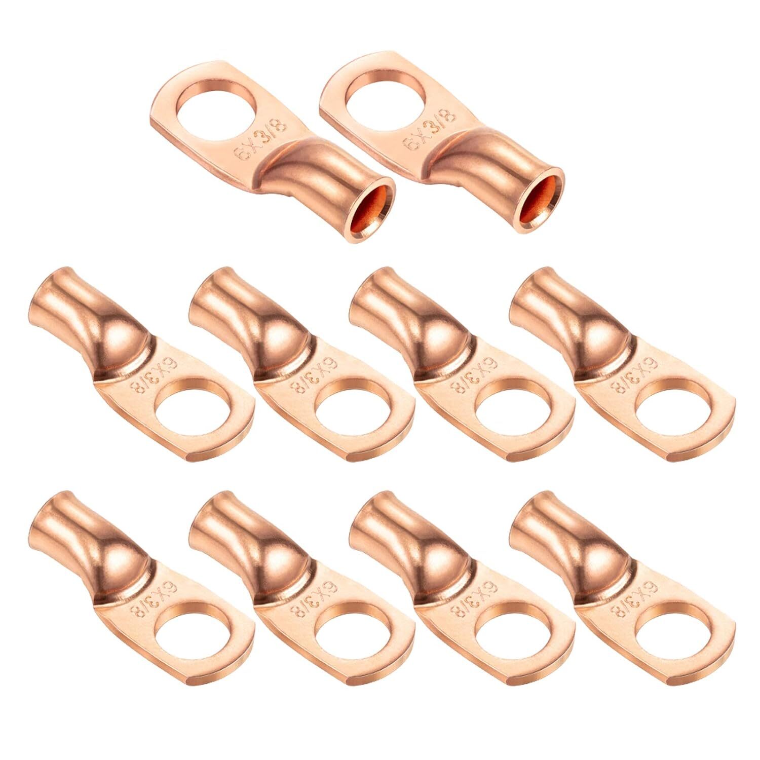 30/10PCS Copper Wire Lugs,Terminal Connectors,Bare Copper Eyelets,Ring Terminals
