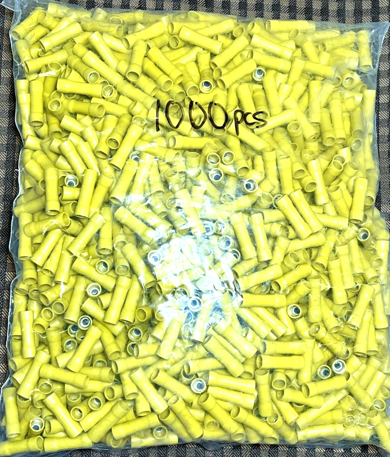 1000pcs 12-10 AWG Wire Yellow Nylon Insulated Electrical Butt Splice Connectors