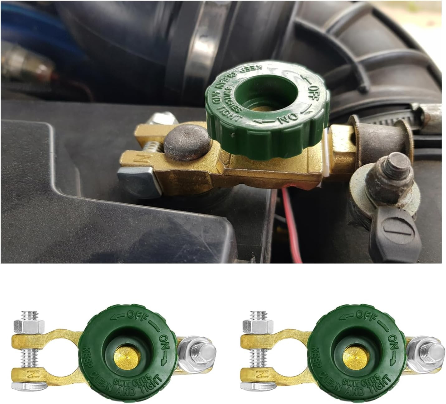 2 PCS Top Post Battery Quick Disconnect Switch, Auto Battery Master Switch Isola