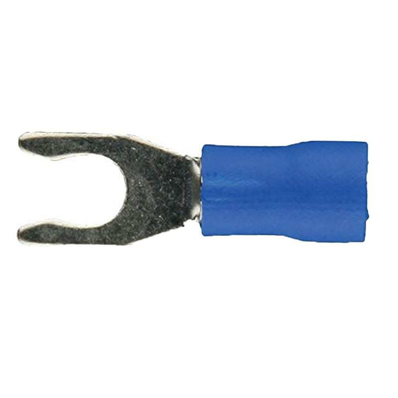 Install Bay BVST10 Blue Vinyl 16-14 Gauge #10 Spade Terminal Connector 100/pk