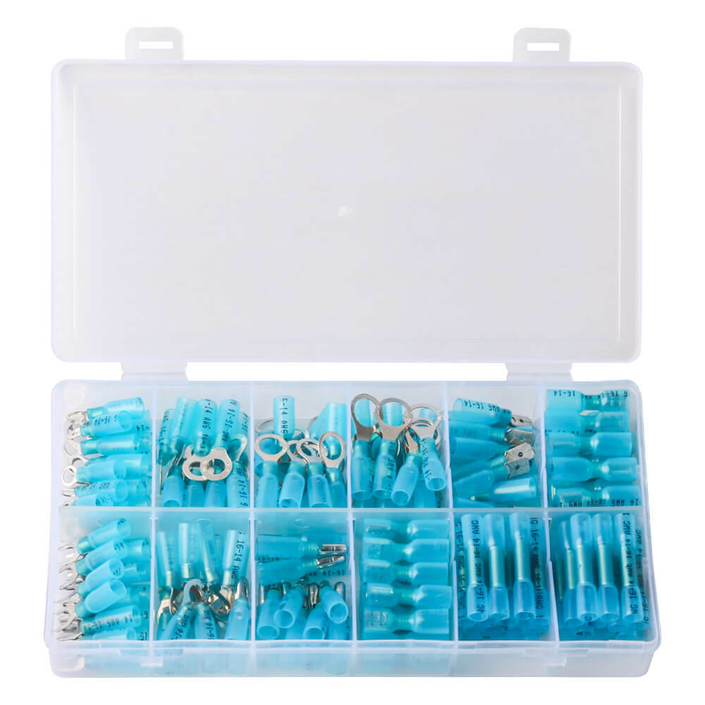 180x 16-14AWG Heat Shrink Wire Connectors Assortment CrimpTerminal Marine Case