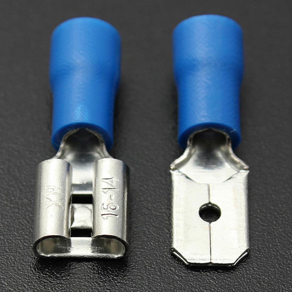 100/200X Blue Male / Female Spade Blade Connectors Insulated Wire Crimp Terminal