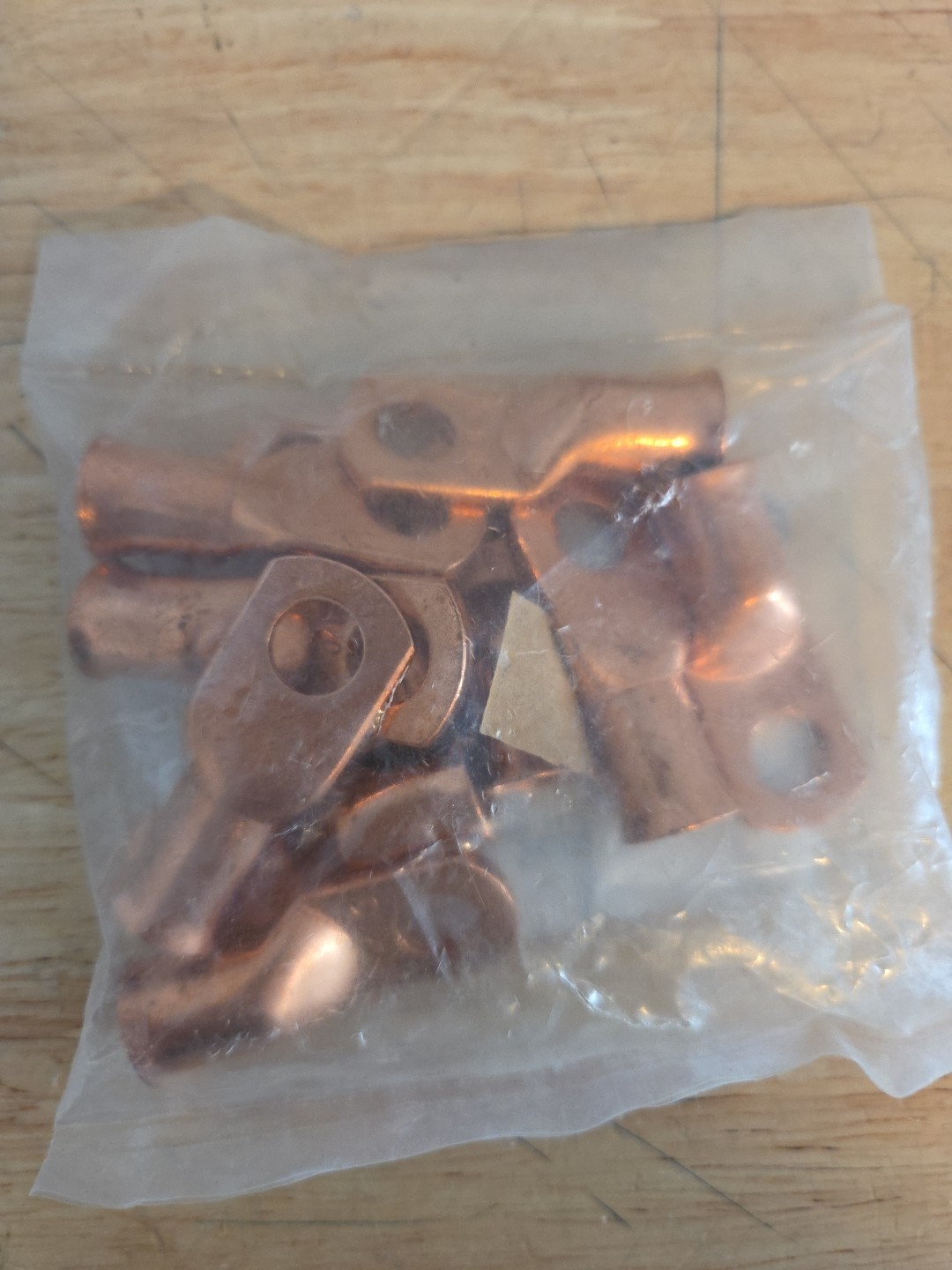 1/0awg 3/8″ Stud Ring Terminal Lug Bare Copper Non-Insulated Lot Of 10 Windy Na