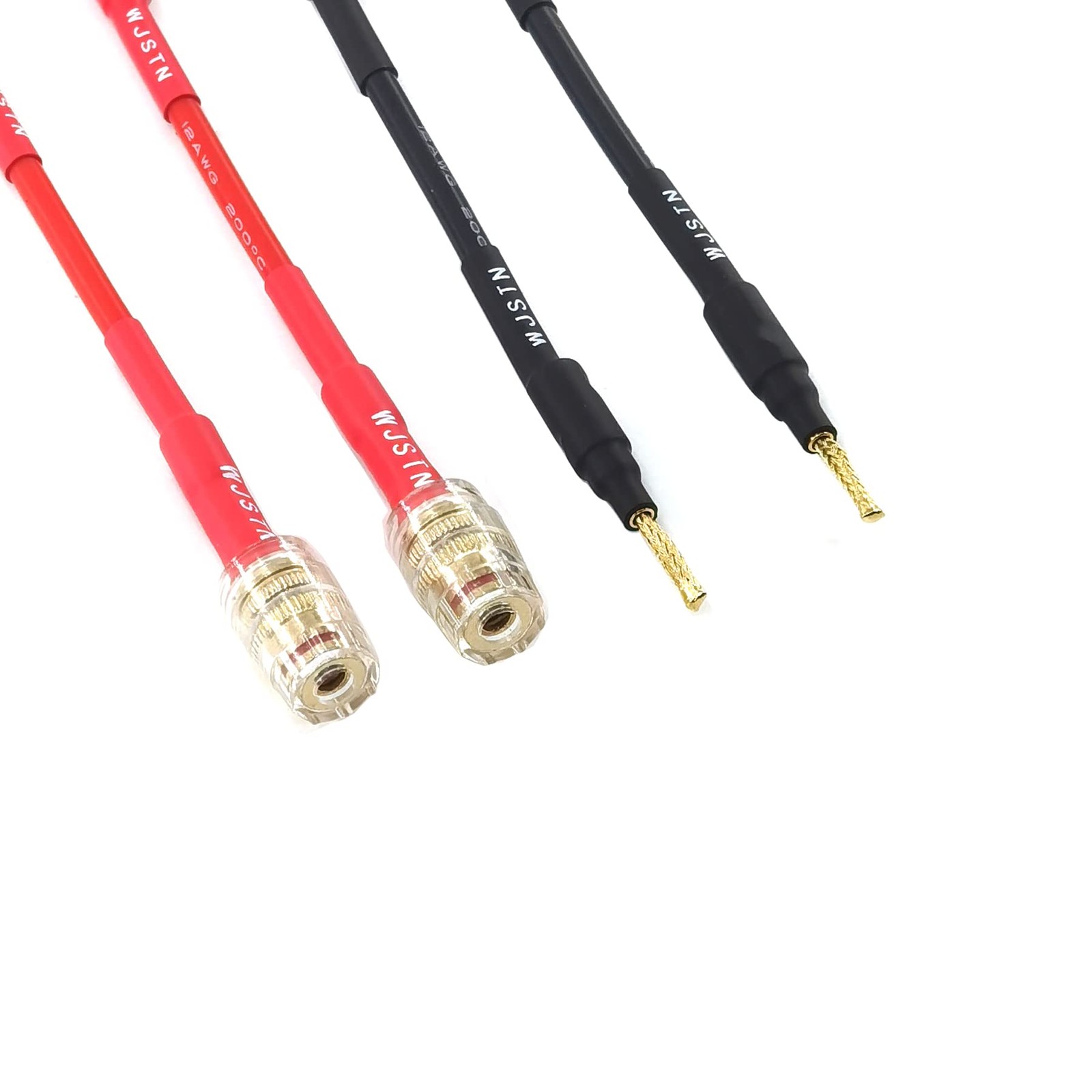 WJSTN Flex Pin Banana Plugs to 4mm Female Jack Speaker Audio Red/Black