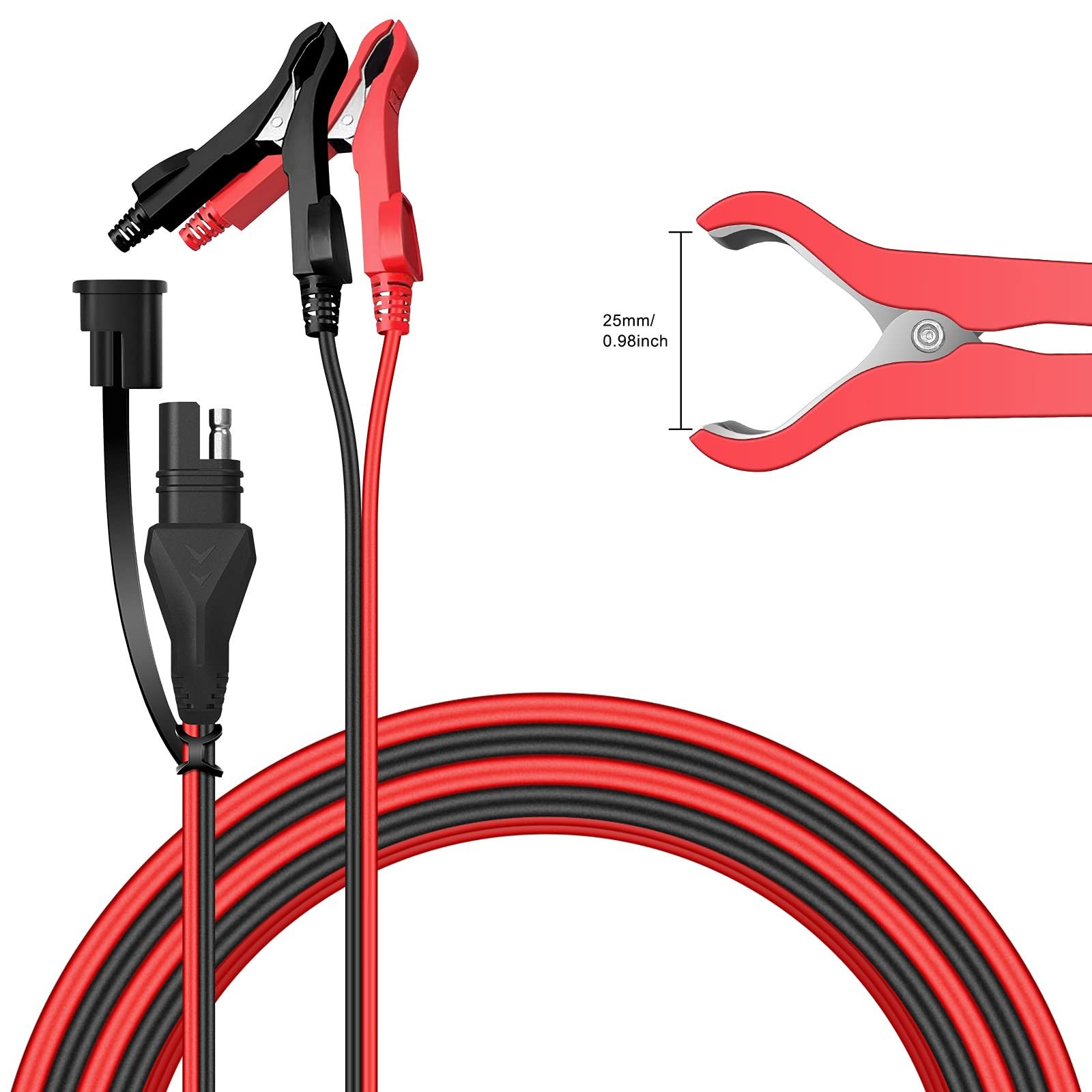 5FT 16AWG Waterproof SAE to Alligator Clips Cable with 10A Fuse for Solar