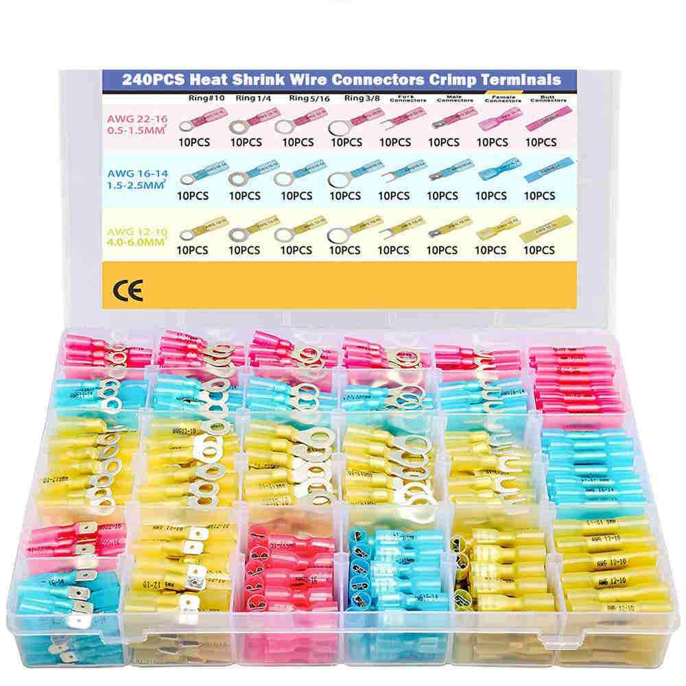 240/500 Heat Shrink Wire Connectors Electrical Crimp Marine Automotive Terminals