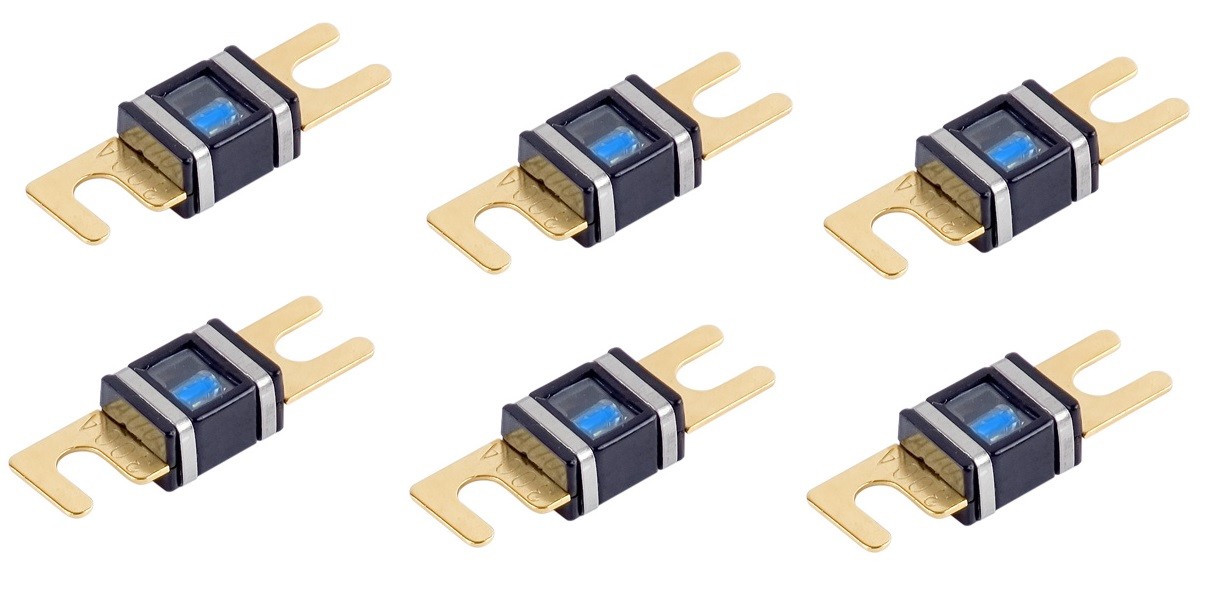 60 AMP 6 pcs GOLD MINI ANL (AFS/MIDI) WAFER FUSES WITH LED LIGHT Car Marine USA