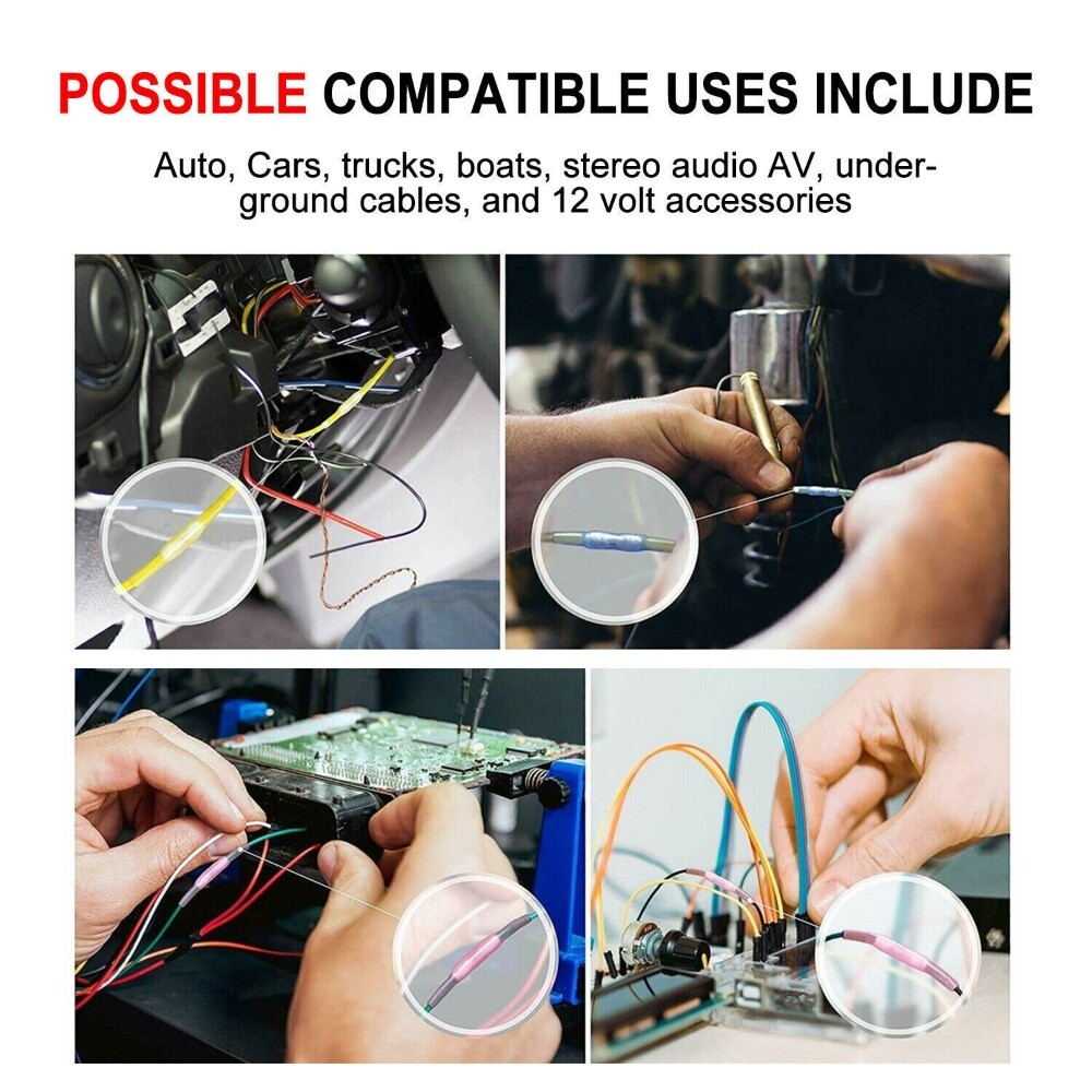 450-100Pcs Insulated Heat Shrink Butt Splice Crimp Electrical Connector Terminal