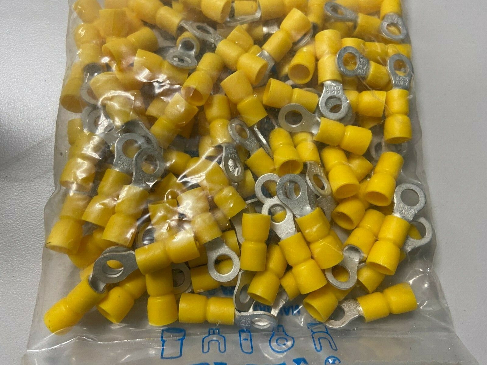 100 insulated Ring Terminal wire Connector Yellow 12-10 GA AWG Gauge #10 Hole