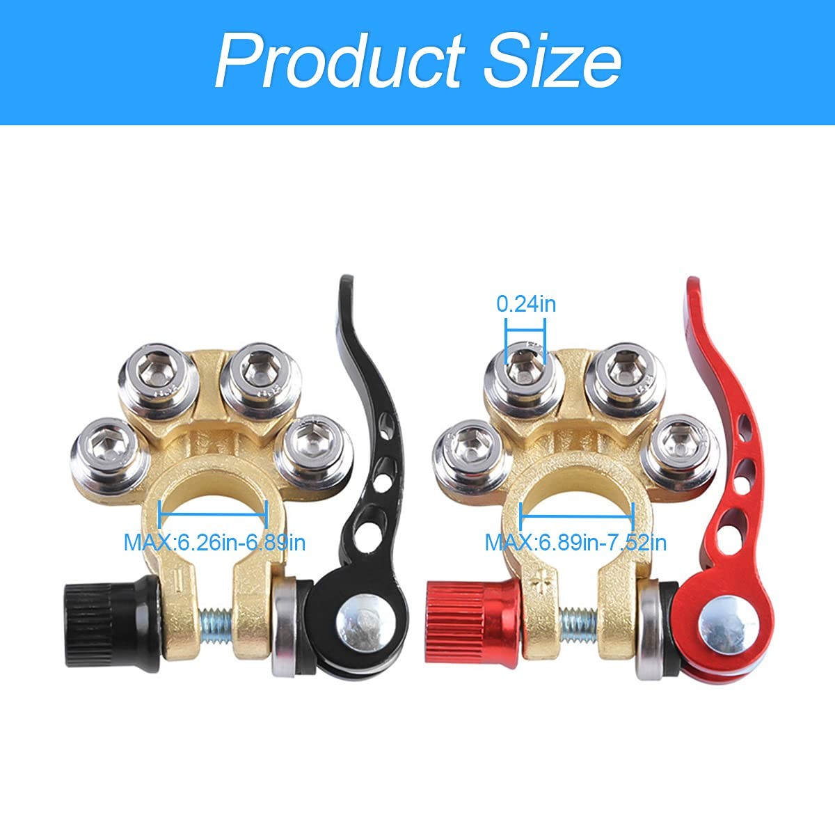 Car Battery Terminal Connectors 2 Pcs 4 Way Quick Release Disconnect Car Battery