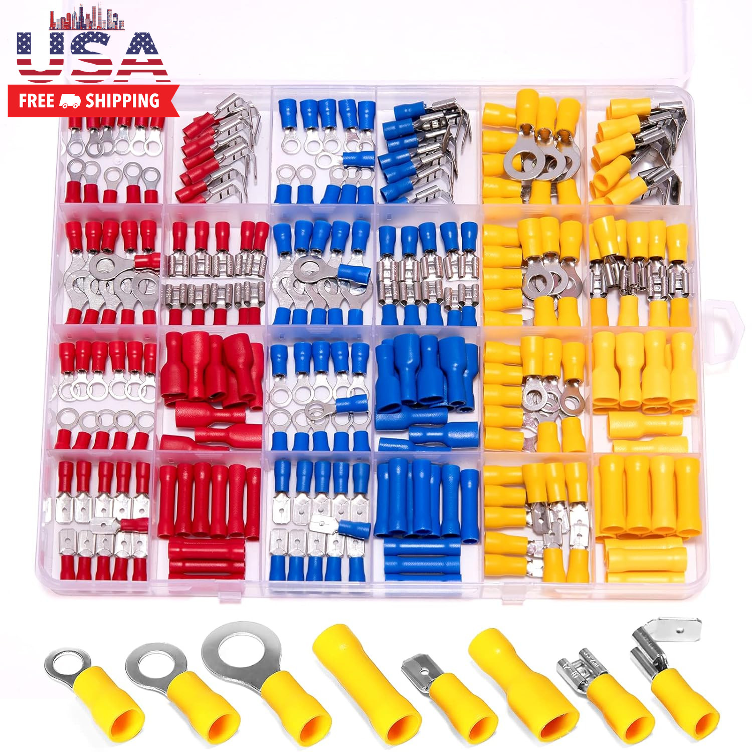 250Pcs Insulated Wire Connectors Assorted Crimp Terminal Kit – Quick Disconnect