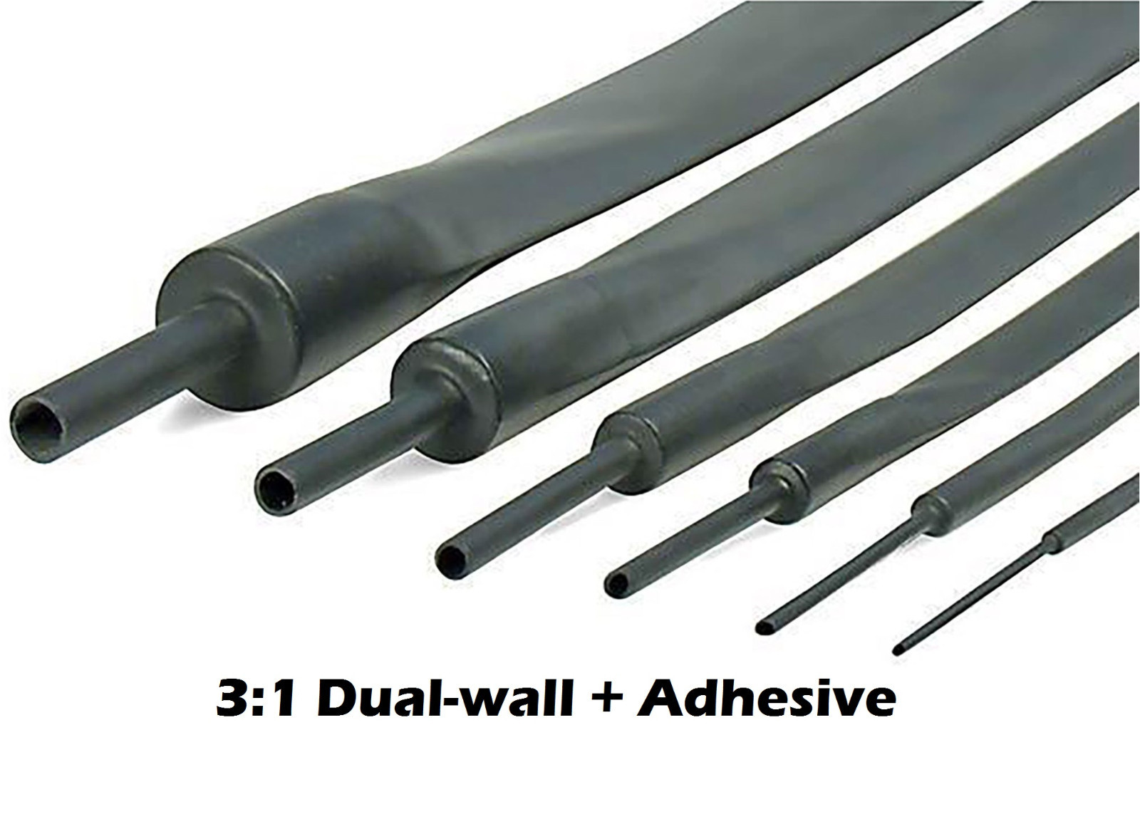 5Ft 1″ 25mm Black 3:1 Dual-Wall ADHESIVE Lined Heat Shrink Tubing