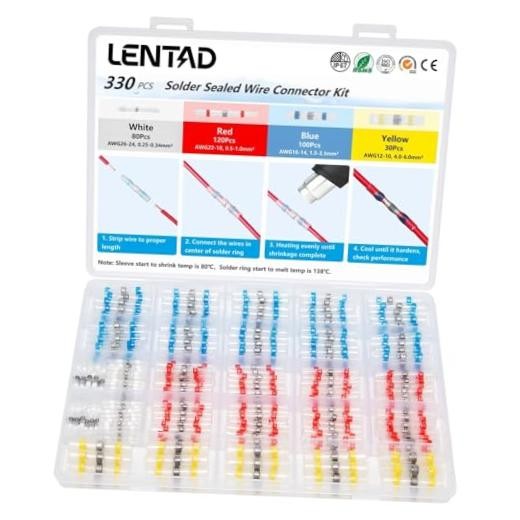Solder Seal Wire Connectors Kit, Waterproof Heat Shrink Butt Connectors 330 PCS