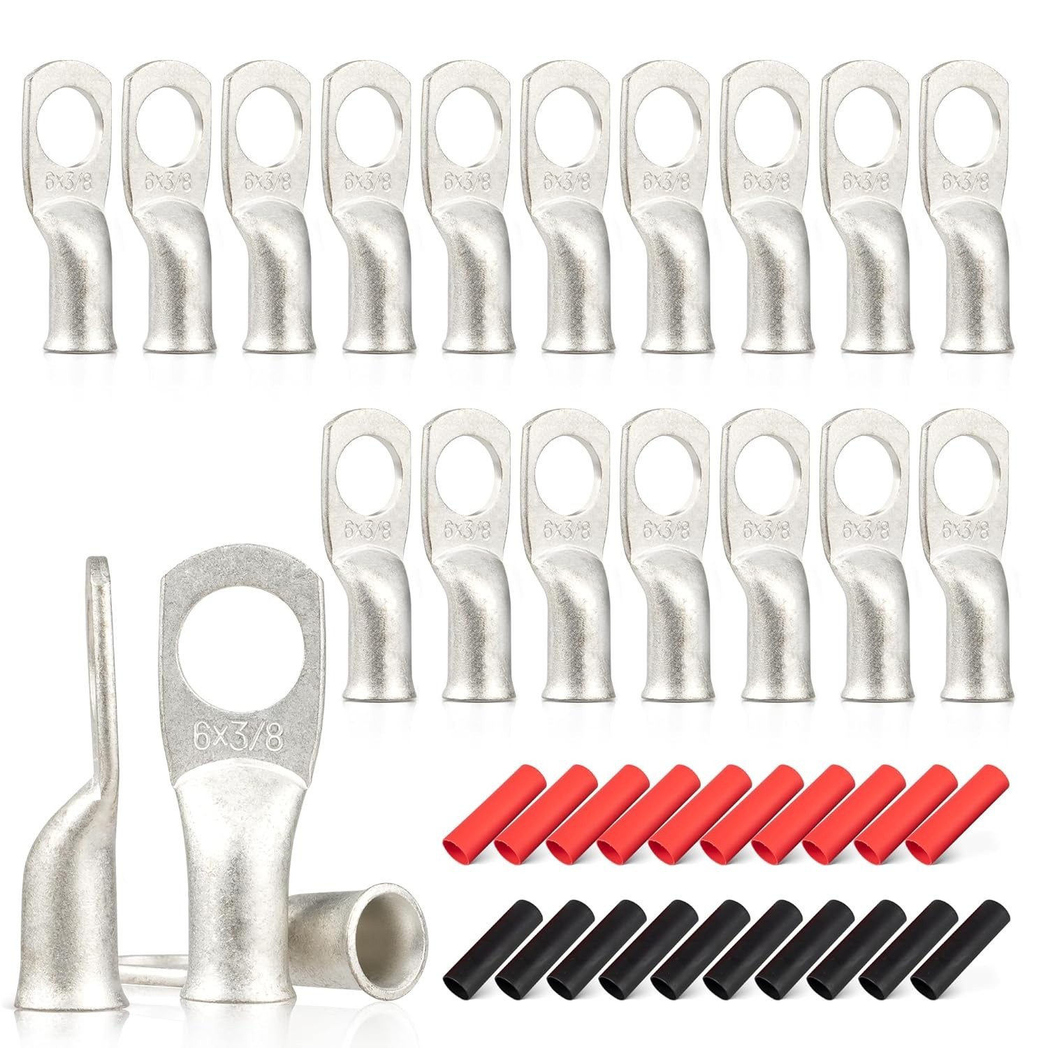 20PCS 6 AWG-3/8 Marine Grade Wire Lugs, Tinned Copper Ring Terminal Connector…