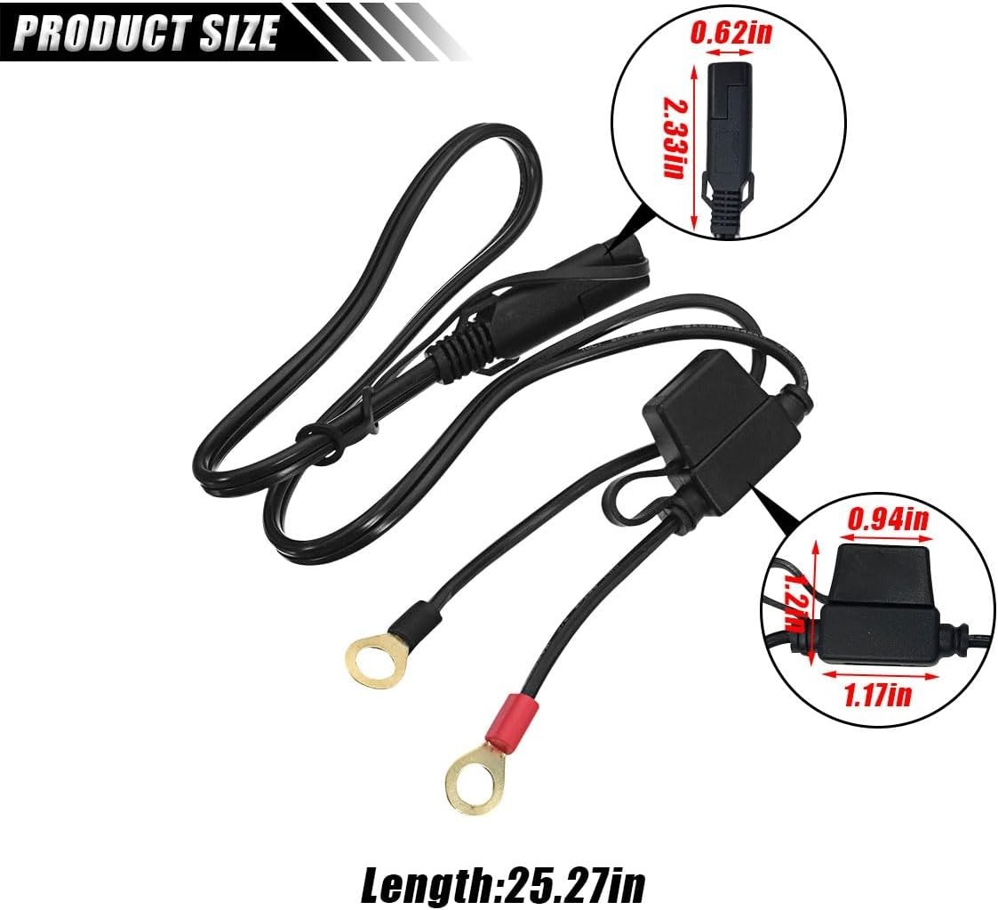 Weatherproof SAE Battery Connector Cable with Ring Terminal for Easy Install