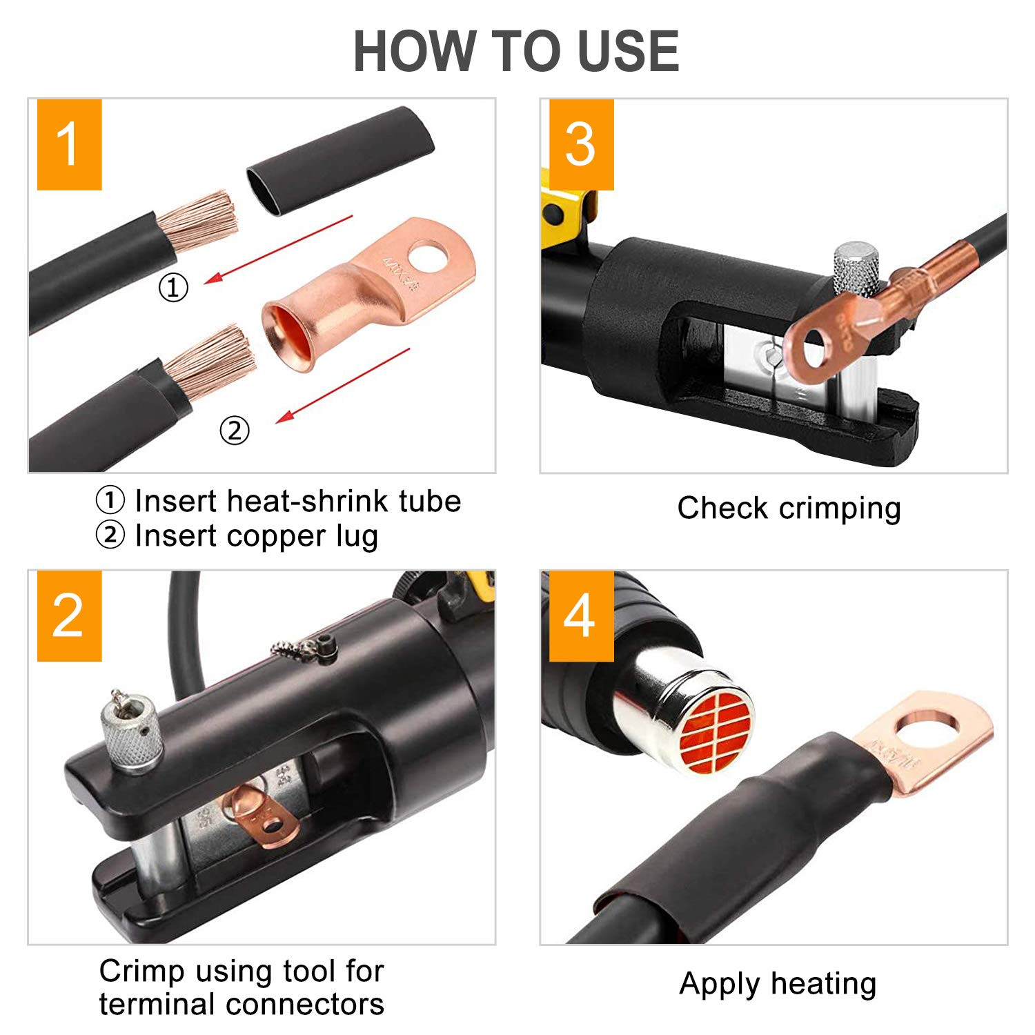 SVAAR 10Pcs 4 Awg-3/8″Ring Terminals Cable Lug Wire Lug Battery Cable Ends Crim