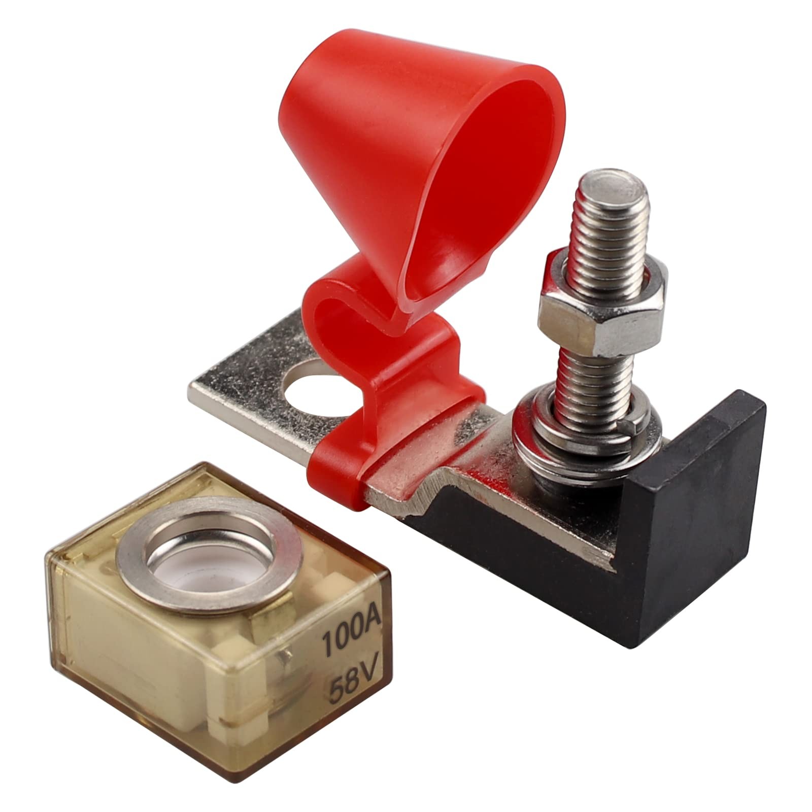100A 58V 5/16″M8 Single Stud Marine Rated Battery Fuse Block MRBF Water
