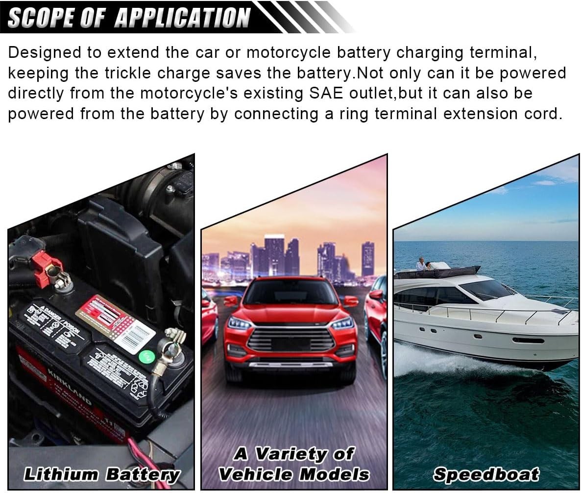 Weatherproof SAE Battery Connector Cable with Ring Terminal for Easy Install