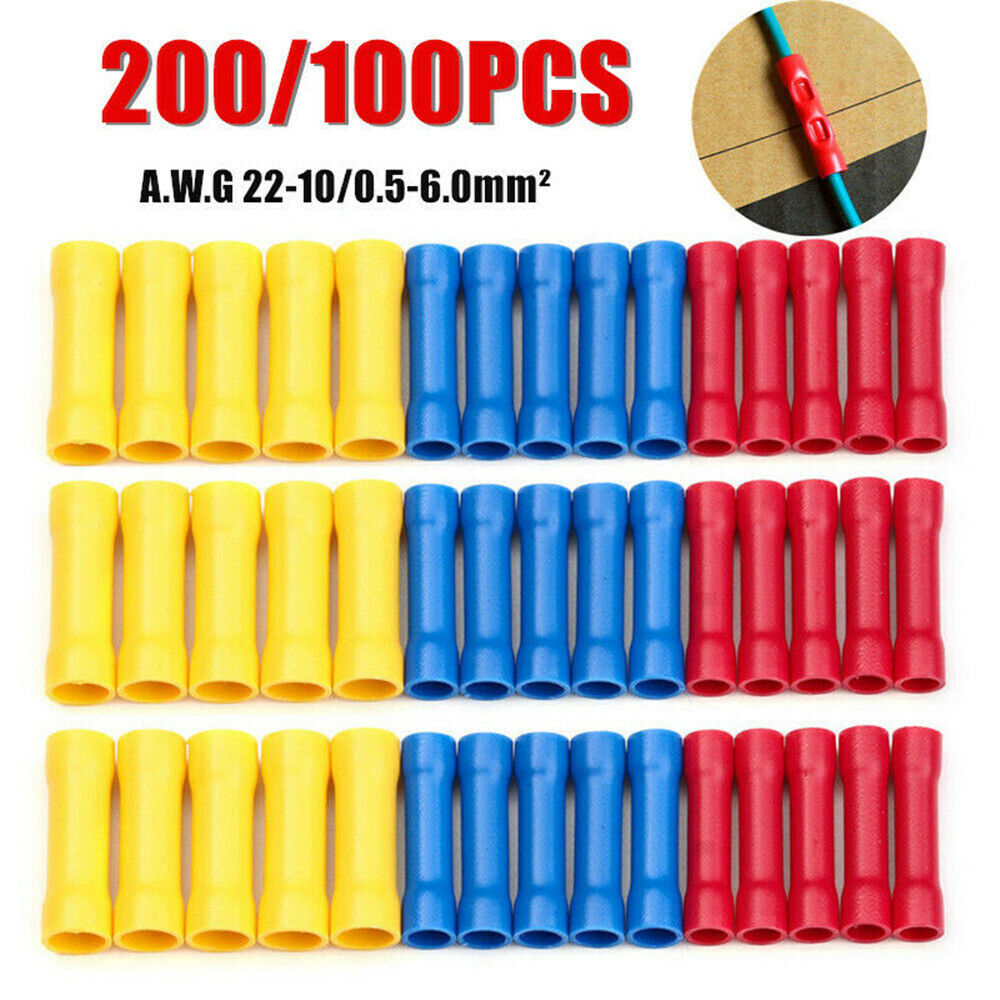 50-200× Straight Electrical Wire Connectors Ferrule Butt Splice Crimp Terminals