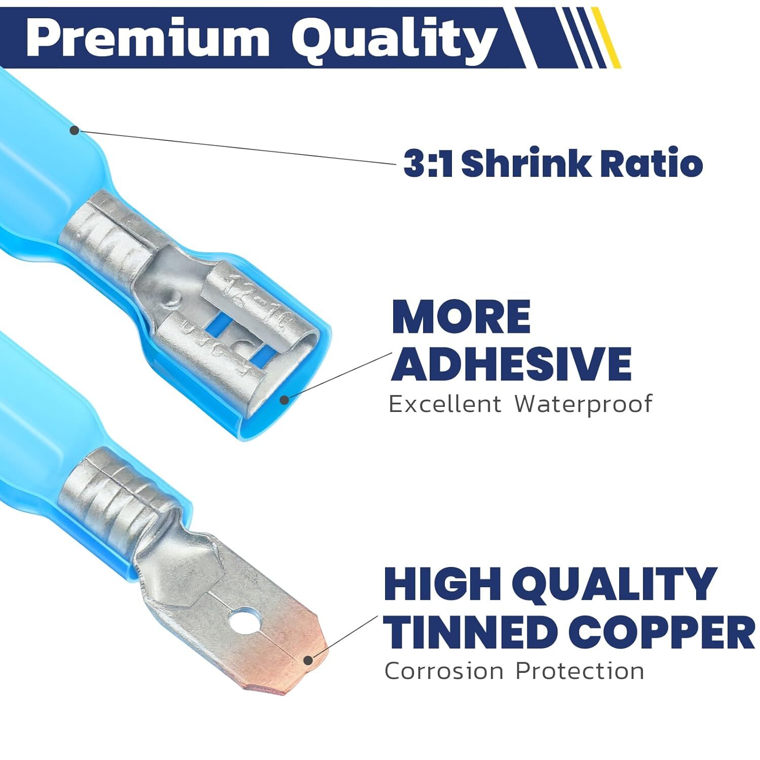 50~500PCS Female Heat Shrink Spade Wire Connectors Insulated Crimp Terminal Kit