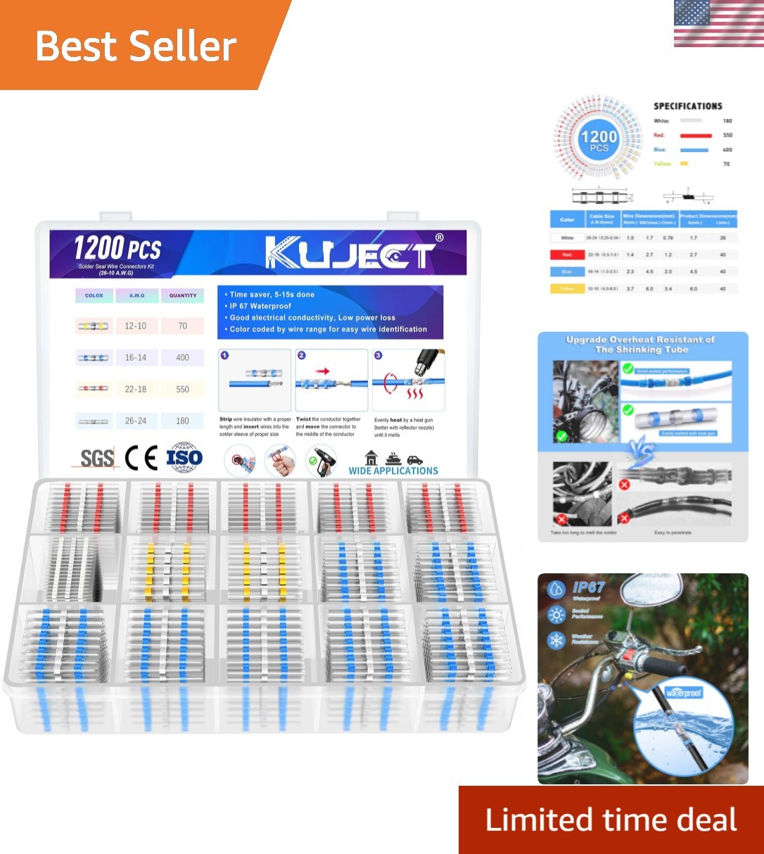 High-Temperature Resistant 1200PCS Waterproof Solder Seal Kit for Marine & Auto