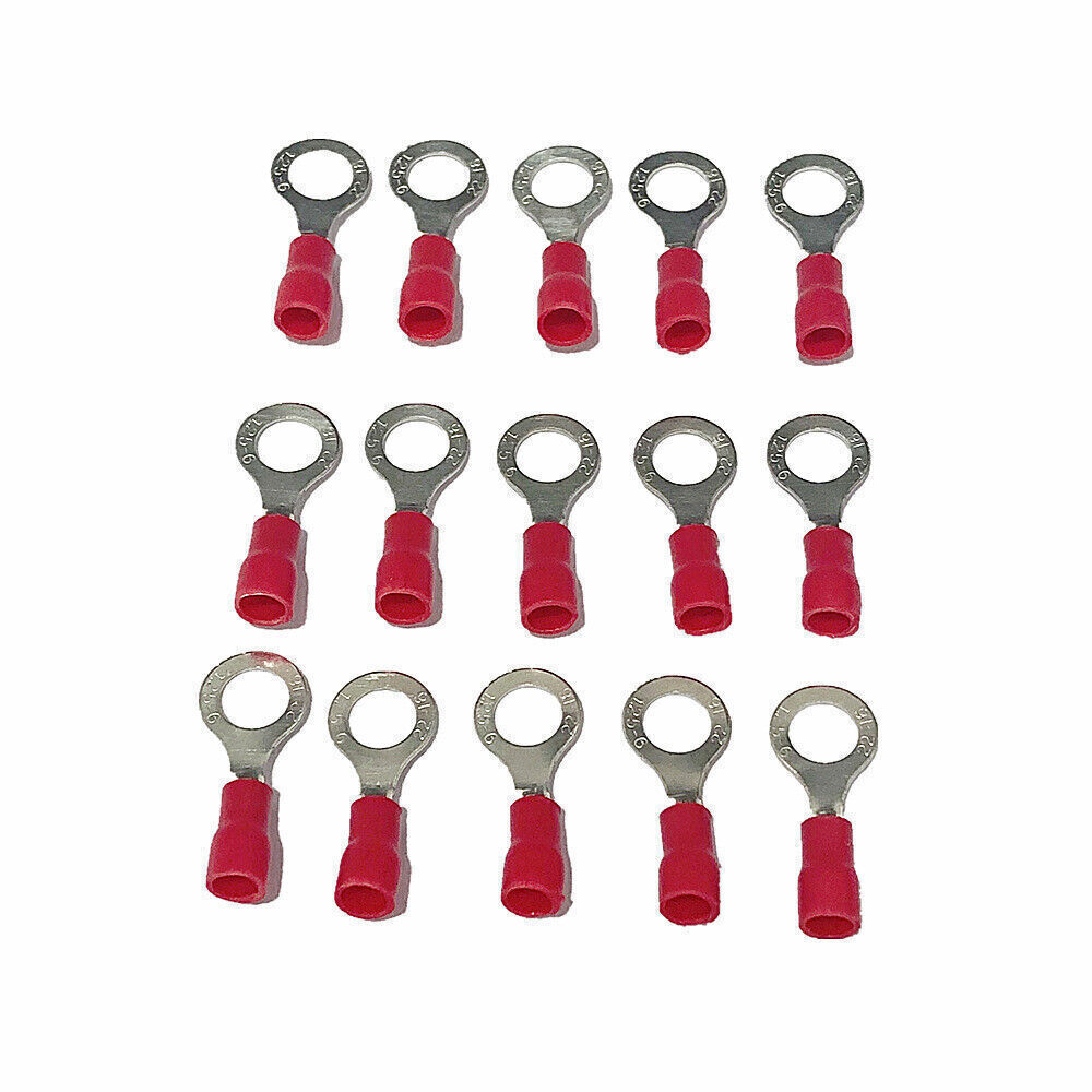 Red Cable Wire crimp Connector 6mm Ring terminal 22-16AWG RV1.25-6 200PCS