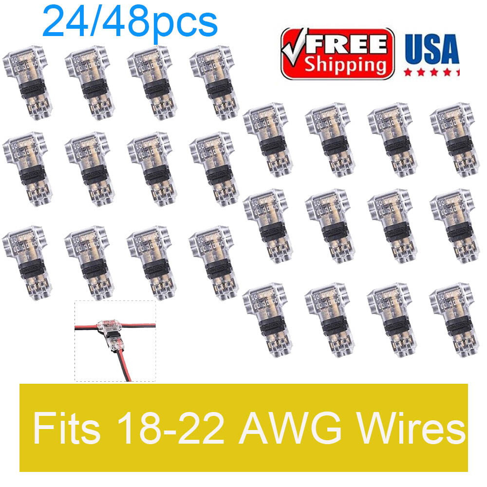 24/48X Low Voltage T Tap Wire Connectors 3 Way Wire Connector for 18-22AWG Wire