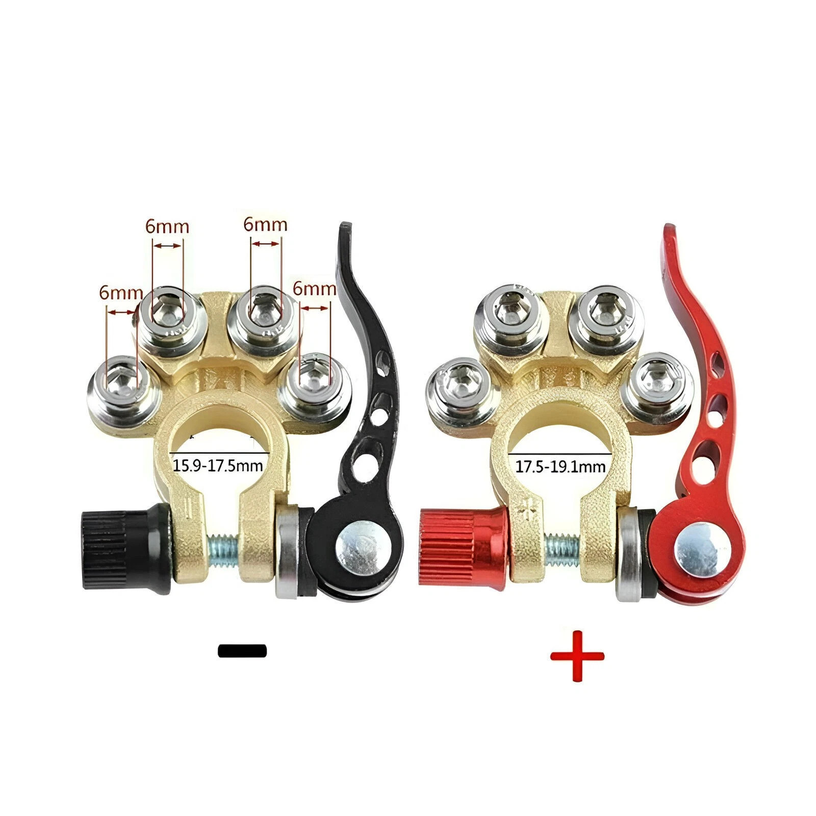 2PCS 4 Way Car Battery Terminal Clamp Connectors Quick Release Disconnect Tool