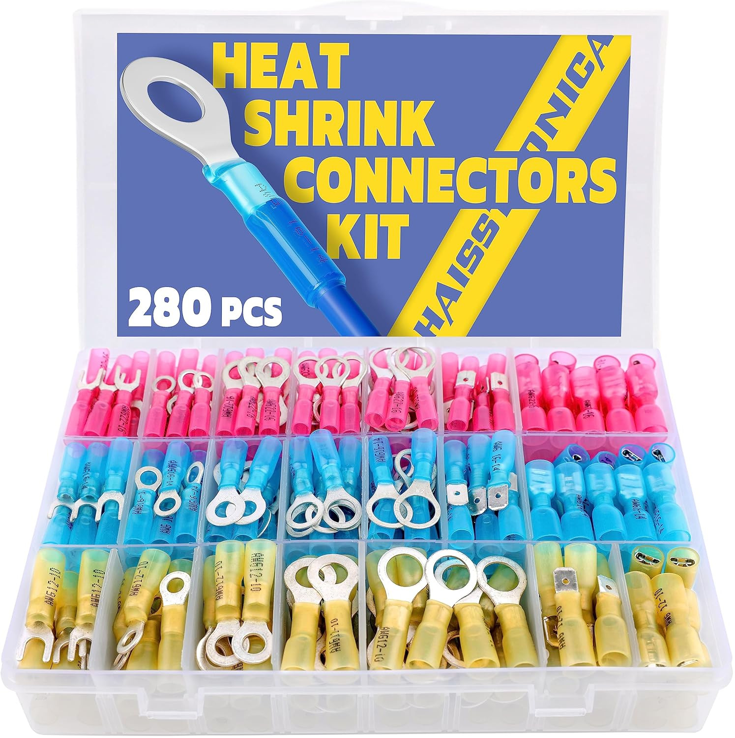 280PCS Marine Grade Heat Shrink Wire Connectors-Electrical Connectors Kit of Tin