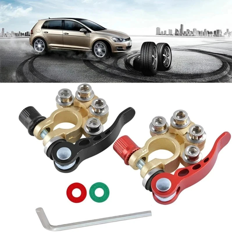 2PCS 4 Way Car Battery Terminal Clamp Connectors Quick Release Disconnect ToolUS