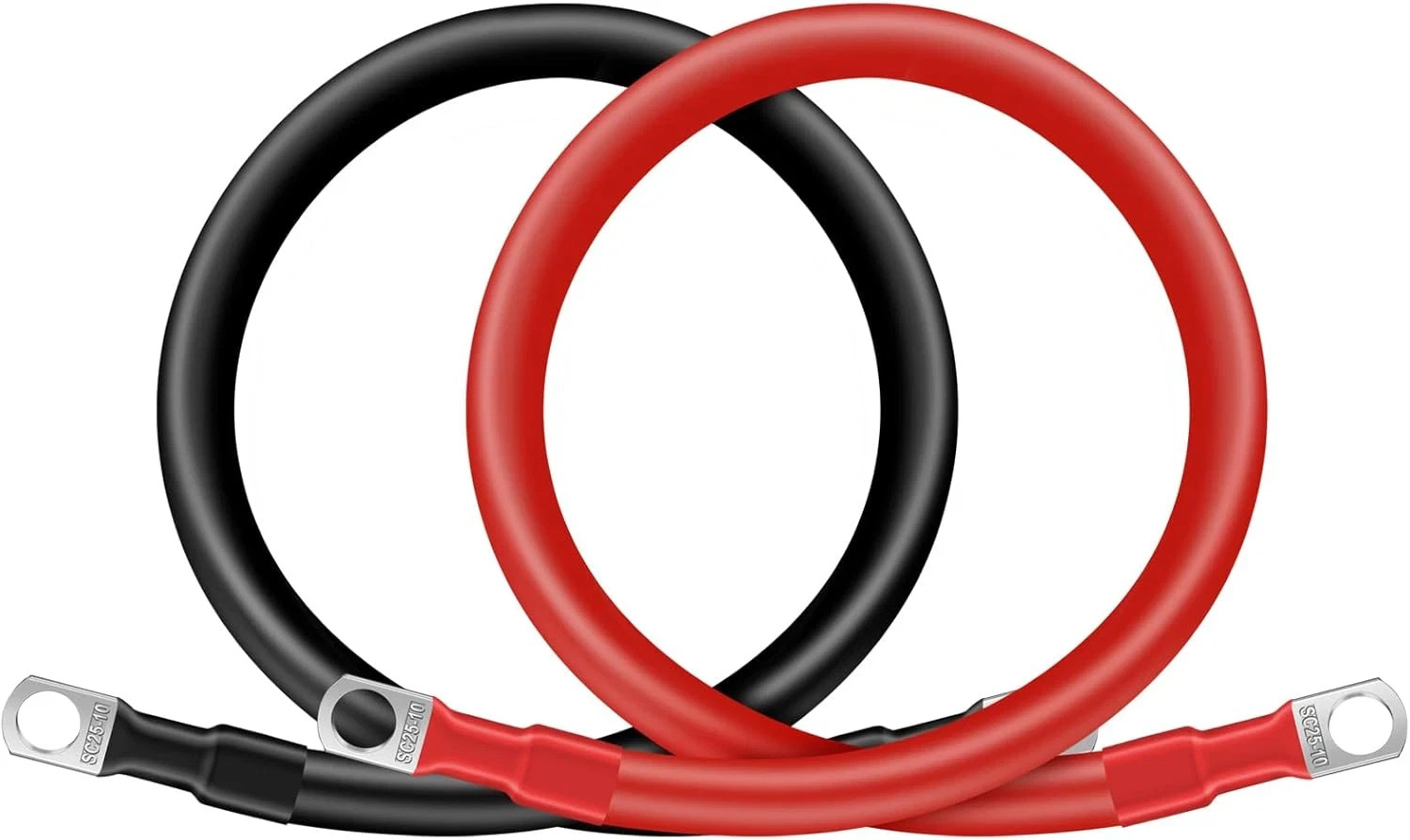4AWG 15-Inches Battery Cables Set, (1 Positive & 1 Negtive) with 3/8″ M10 Lug Te