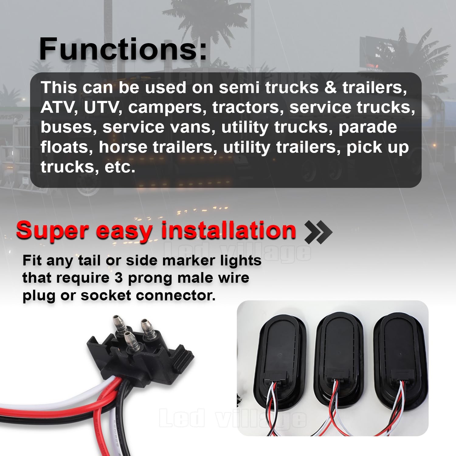 20 Count Continuous 3 Prong Plug Wire Harness Roll Triple Male Bullet Right A