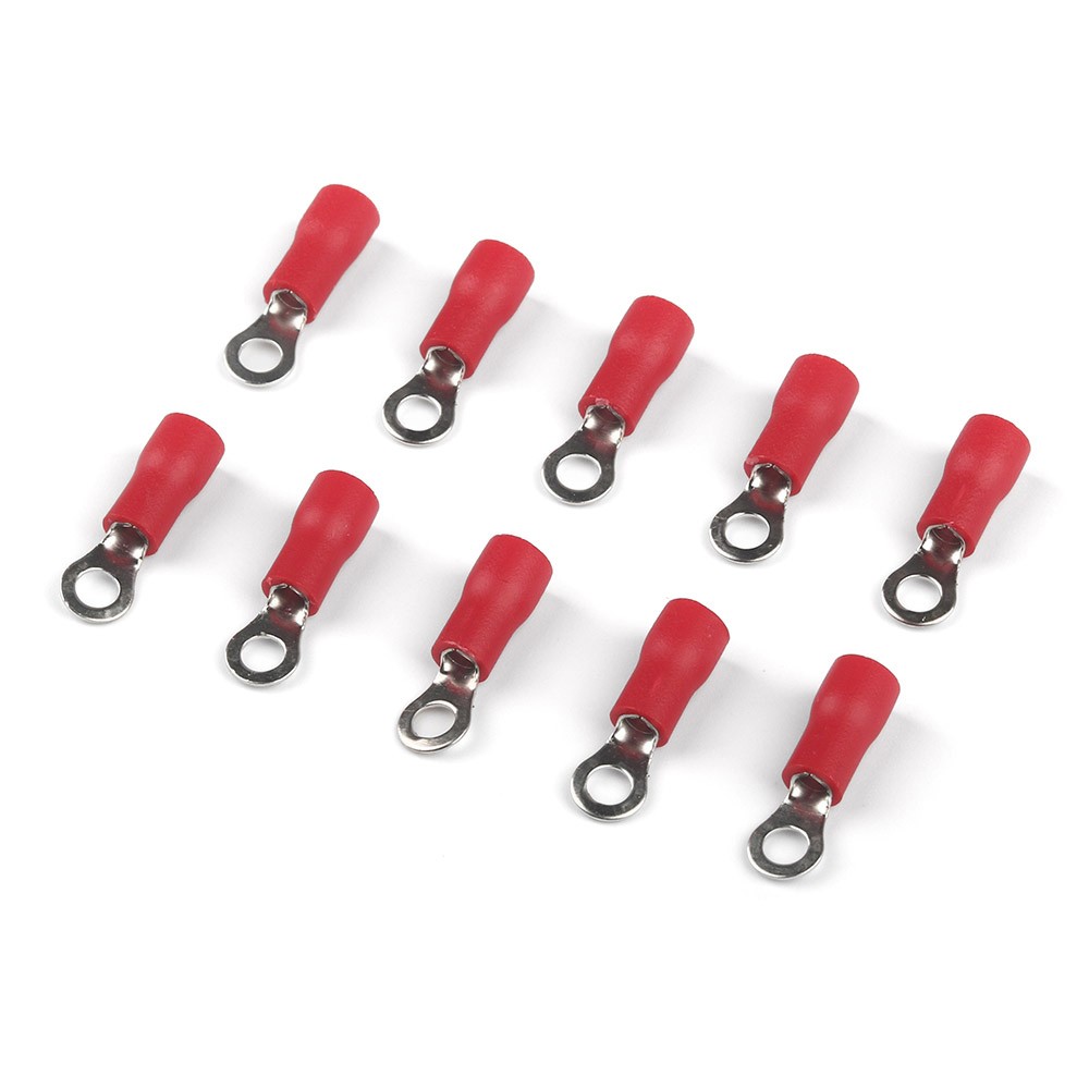 50/100pcs AWG 22-16 Gauge #4 Ring Terminals Electrical Wire Connector RV1.25-3
