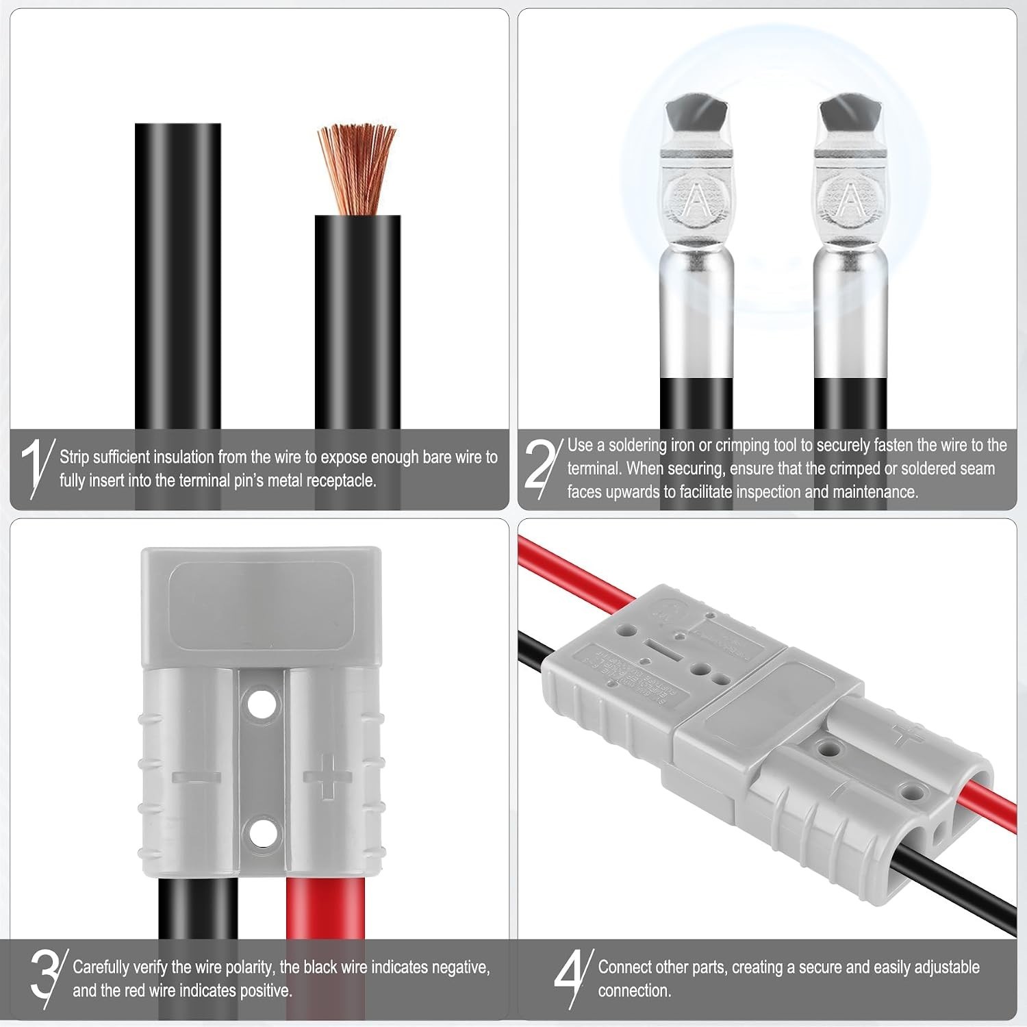 Connector 4PCS,50Amp 12V to 36V Battery Quick 50A(4PCS) Gray