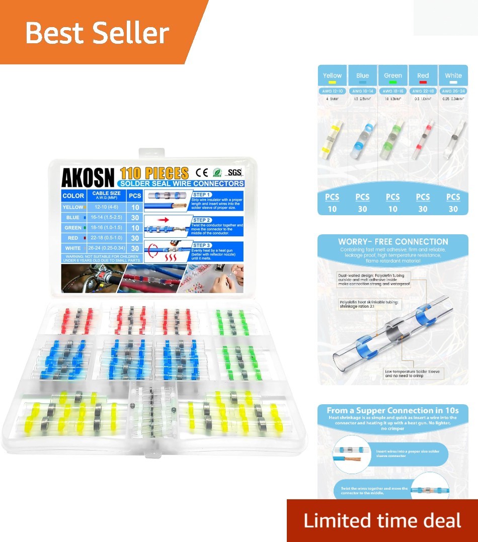 Self-Shrink 110-Piece Marine Grade Connector Kit with Storage Case Included