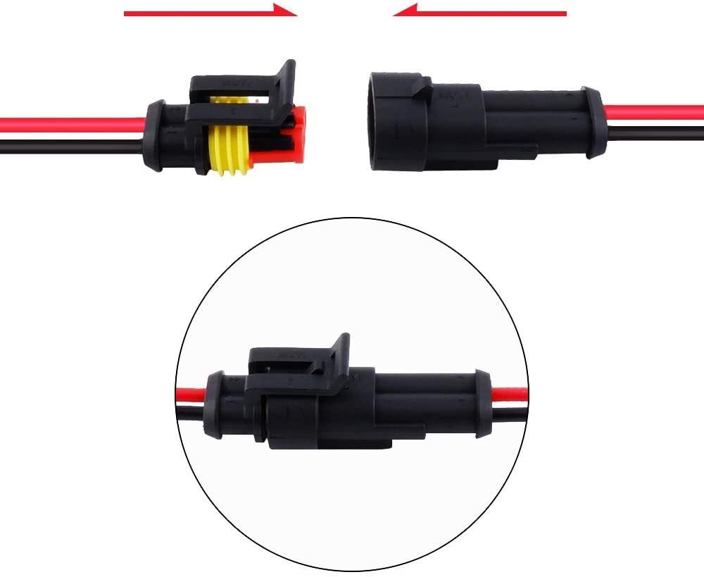 10 Kit 2 Pin Way Car Waterproof Electrical Wire Connector Plug Male Female AWG