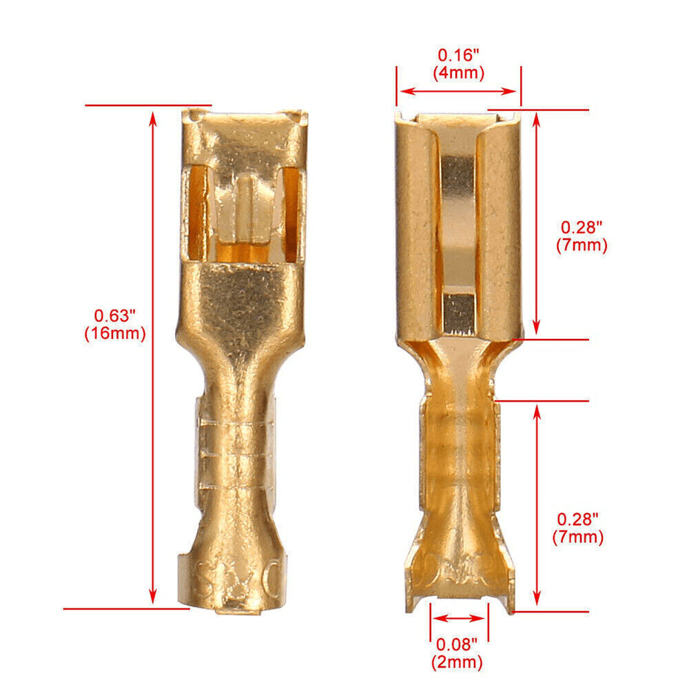 2.8mm 6.3mm Copper Female Non-Insulated Connector Quick Splice Spade Terminals
