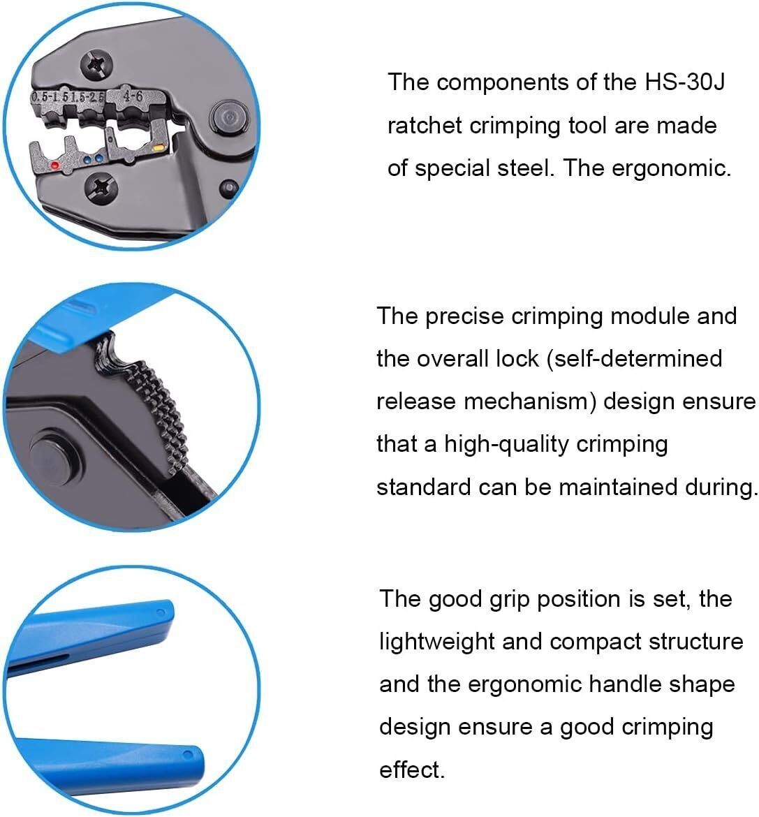 1pcs HS-30J 0.5-6mm Insulated Wire Crimping Plier Terminal Crimp Pliers Tool