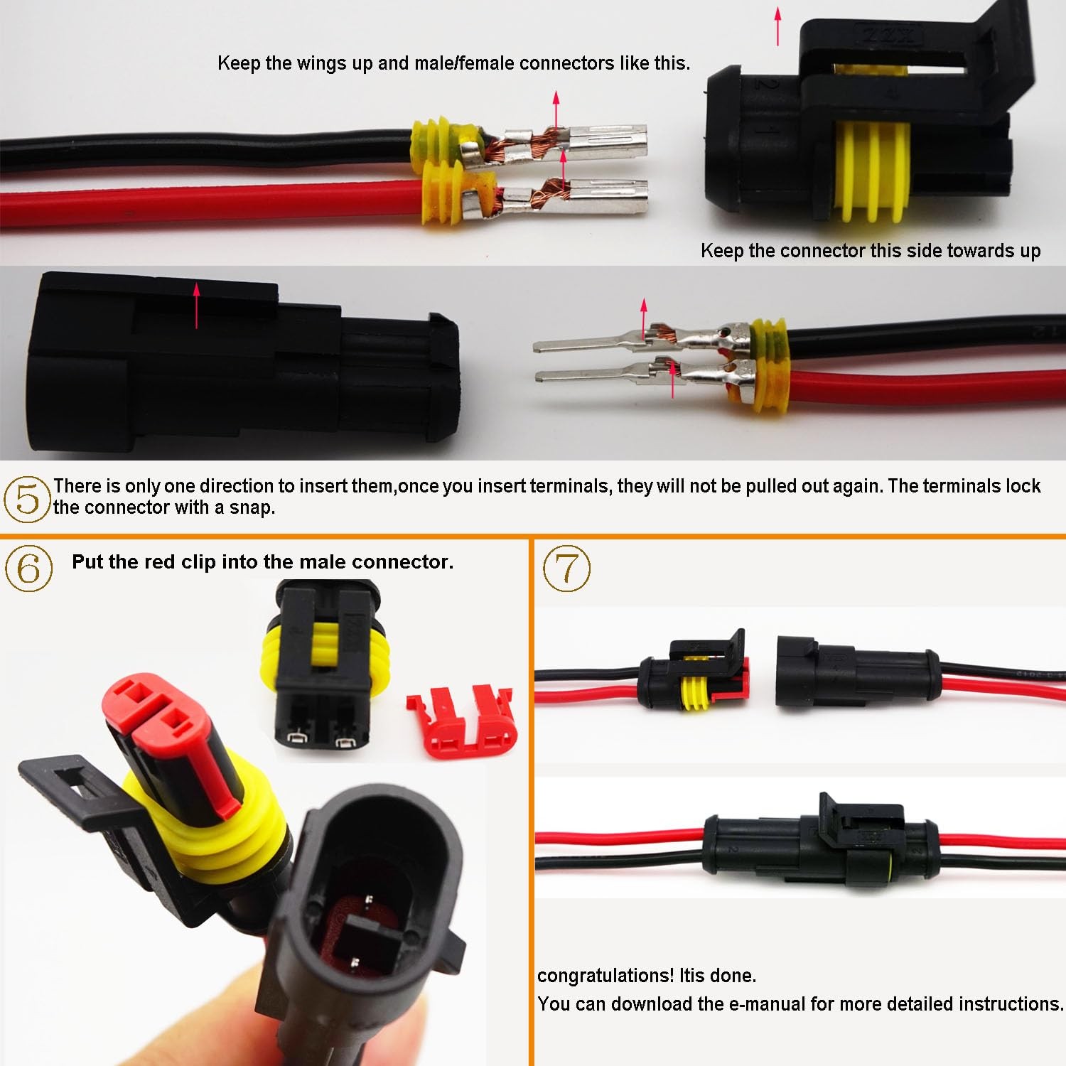 Twippo 25 Kit 2 Pin Connector Automotive Waterproof Connectors 22-16AWG 25Set