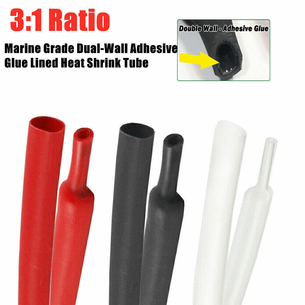 5FT Black/Red Marine Grade Dual-Wall 3:1 Heat Shrink Tube Adhesive Glue Lined