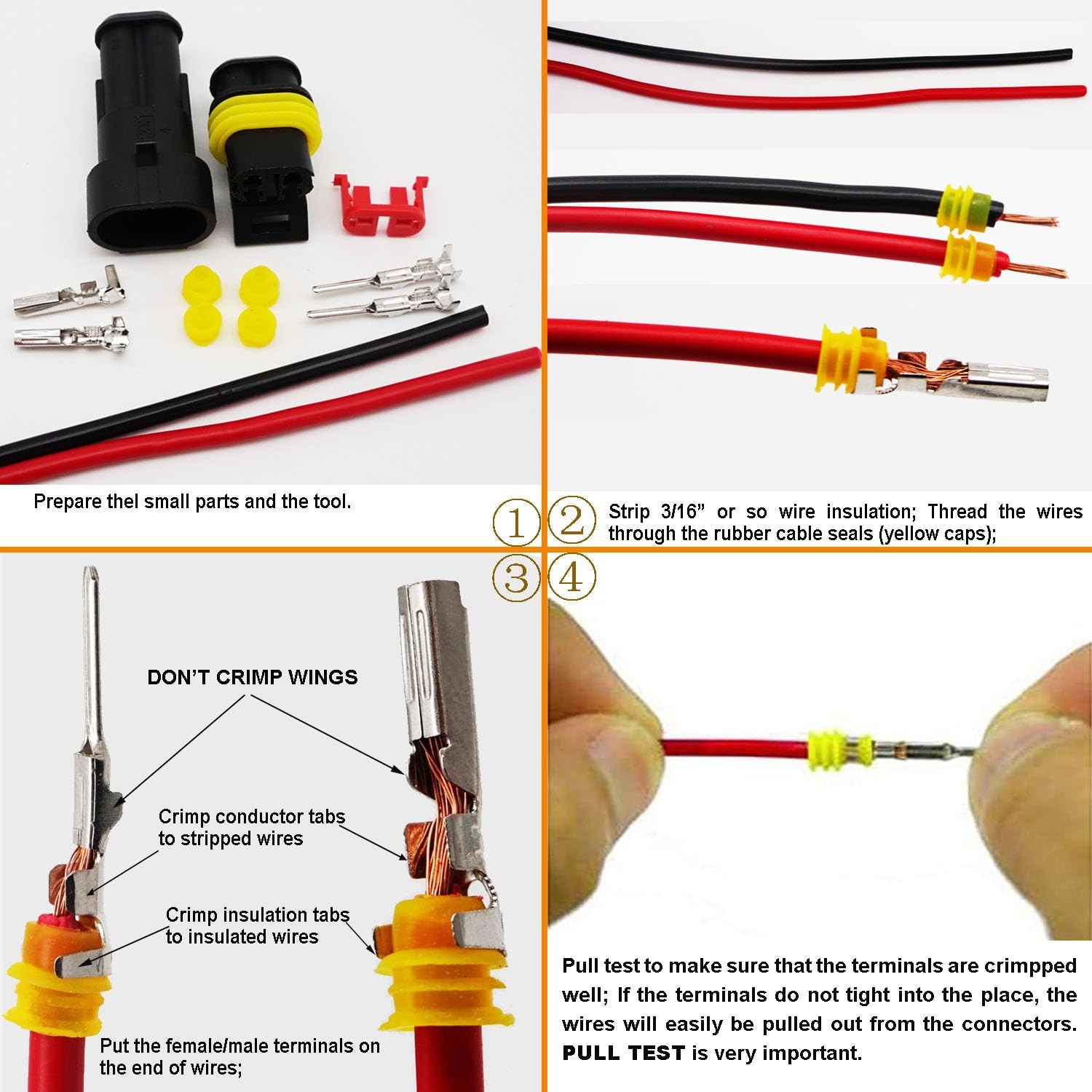 Twippo 25 Kit 2 Pin Connector Automotive Waterproof Connectors 22-16AWG 25Set