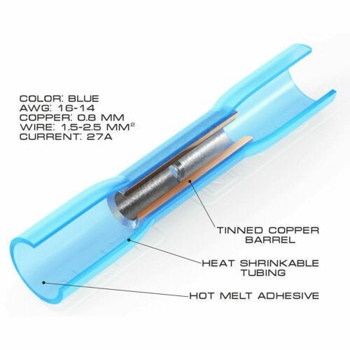 Waterproof Heat Shrink Butt Wire Splice Seal Crimp Connectors Terminals 22-10AWG
