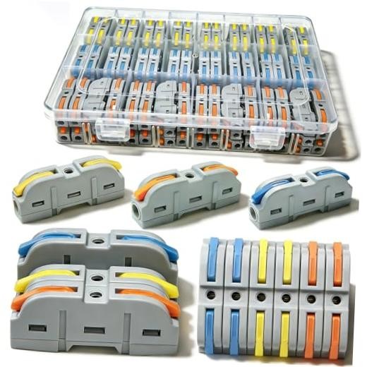 100pcs Lever Wire Connectors, 1 in 1 Out Inline Electrical Wire Splicing