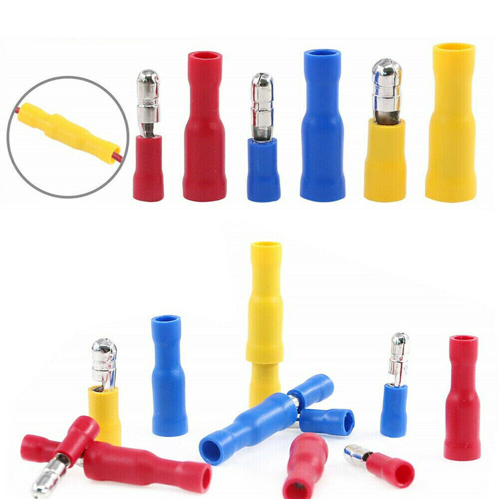 100/200PCS 22-10AWG Male/Female Insulated Crimp Wire Connectors Bullet Terminals