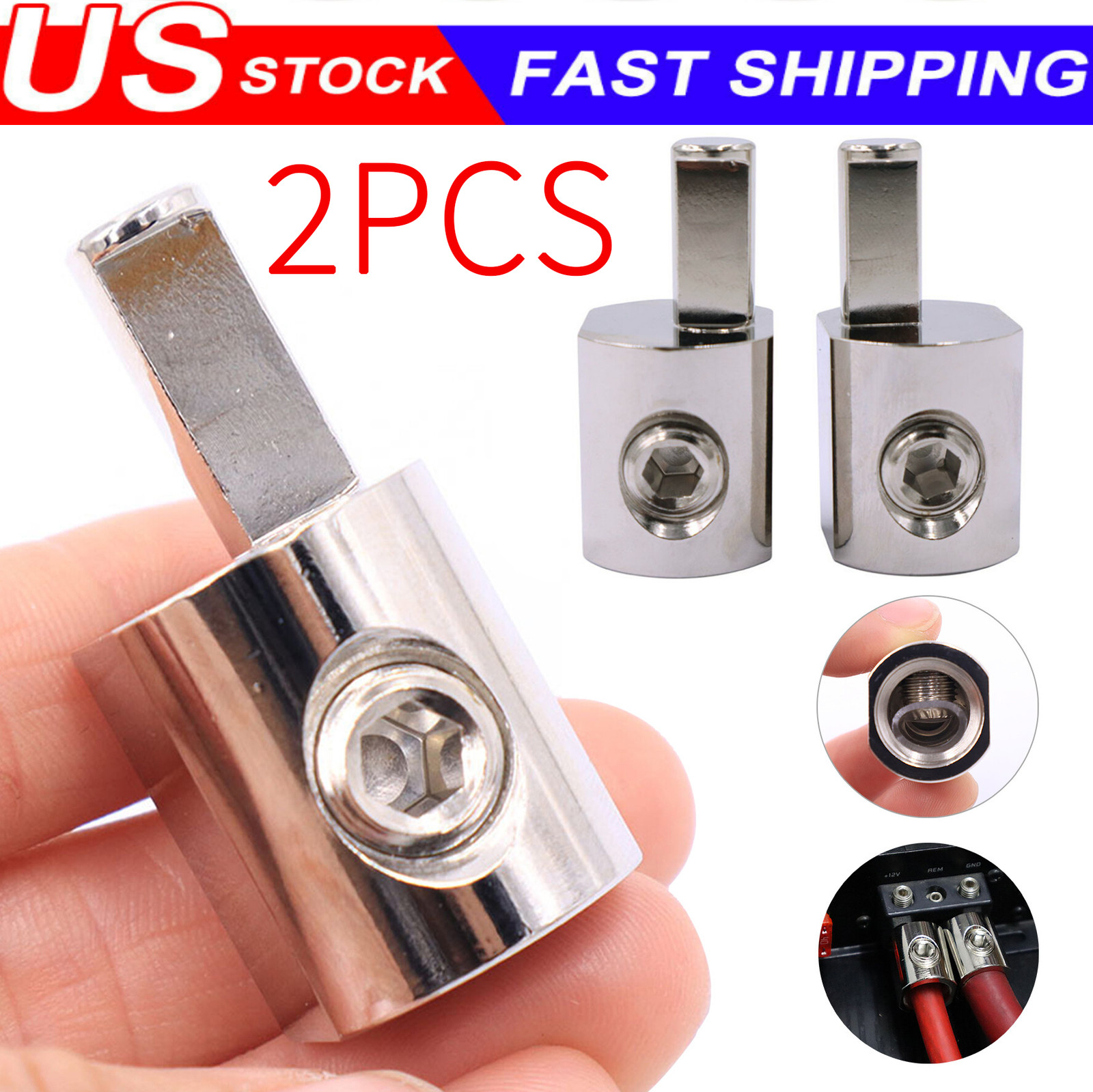 Pair Car Audio Power/Ground 1/0 Gauge to 4 Gauge Amp Input Reducers Wire Reducer